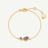 Pulsera de plata con amatista y peridoto, piedras de nacimiento Jardín secreto