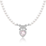 Collar de Plata FANCIME "Beso de Corazón" con Lazo de Azúcar