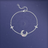Pulsera de plata de ley con cadena de luna creciente y estrella "Sueño Rosa" de FANCIME