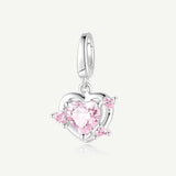Amuleto de plata Corazón guardián rosa