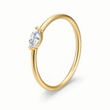 Anillo solitario marquesa de diamante cultivado en laboratorio de 0.12 ct en oro amarillo de 14K