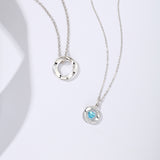 FANCIME “FALL IN LOVE” Collares de plata de ley para parejas con circón azul