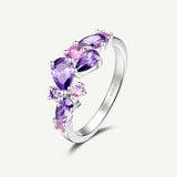 Anillo de Plata con Flor “Susurro de Glicina” con Amatista