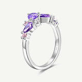 Anillo de Plata con Flor “Susurro de Glicina” con Turmalina Rosa