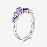 Anillo de Plata con Flor “Susurro de Glicina” con Amatista