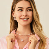 Collar con lazo de azúcar y corazón CZ "Heart Kiss" en plata de ley FANCIME