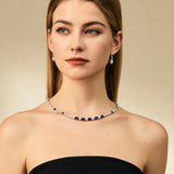 "Resplandor Glamuroso" Collar de tenis de plata de ley con zafiro azul de corte fancy, piedra de nacimiento de septiembre