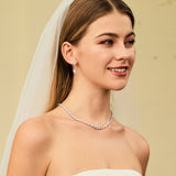 FANCIME Collar de tenis de plata de ley con circonia cúbica oval de corte fancy, piedra de nacimiento de abril "Resplandor Glamuroso"