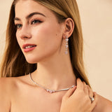 "Ms Charming" Halo Heart Sterling Silver Drop Earrings