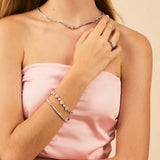 Pulsera de tenis de plata de ley con corazón halo "Srta. Encantadora" de FANCIME