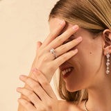 Anillo de plata de ley con moissanita talla redonda de FANCIME