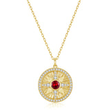 FANCIME "Lumen Star" Collar de plata de ley con rubí, piedra de nacimiento de julio