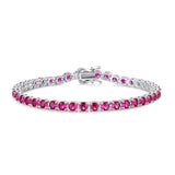 Pulsera de tenis de rubí de julio de plata de ley "Royal Red"