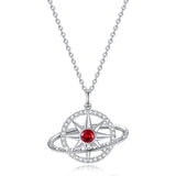 FANCIME Collar de plata de ley con piedra de nacimiento rubí de julio "Promesa estelar"