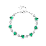 Pulsera de tenis de plata de ley FANCIME "Srta. Encantadora" Halo Corazón con esmeralda