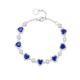 Pulsera de tenis de plata de ley FANCIME "Srta. Encantadora" Halo Corazón con zafiro