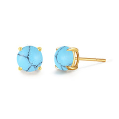 Pendientes de botón con piedra preciosa de forma redonda en oro amarillo macizo de 14k FANCIME