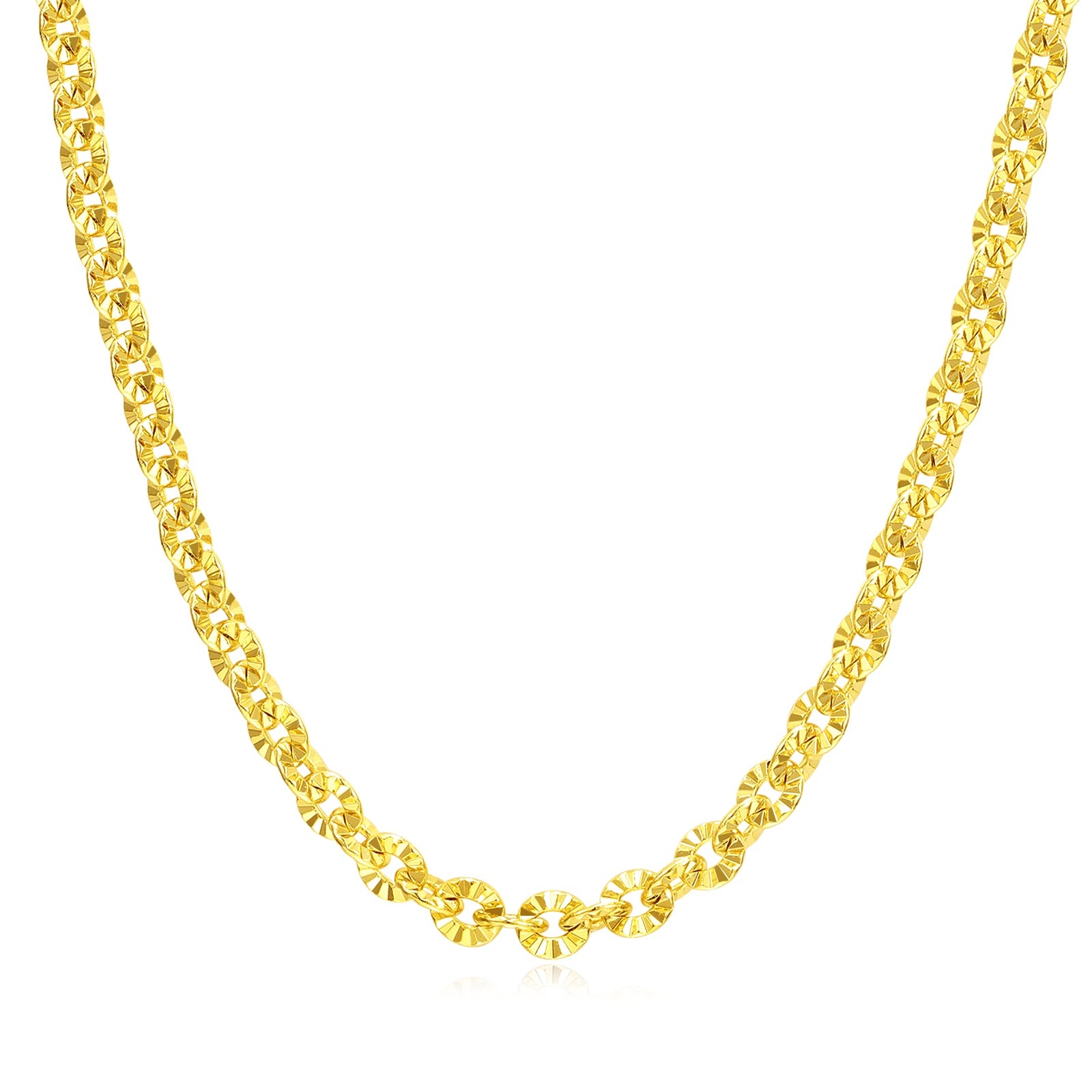 FANCIME Collar de cadena clásica de plata de ley con eslabones florales "Gracia iluminada por el sol"