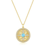 FANCIME "Lumen Star" Collar de plata de ley con turquesa, piedra de nacimiento de diciembre
