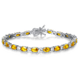 Pulsera de plata de ley con citrino amarillo talla fancy corte tenis "Glamour Radiance" piedra de nacimiento de noviembre