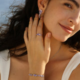 Anillo de Plata con Flor “Susurro de Glicina” con Turmalina Rosa