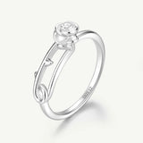 Anillo de plata con alfiler de rosa