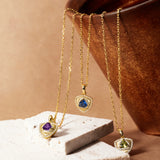 Trinity Textured Silver Necklace in Created Peridot