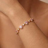 Pulsera de tenis de plata de ley con corazón halo "Srta. Encantadora" de FANCIME