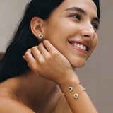 Trinity Textured Silver Earrings in Created Emerald