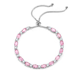 Pulsera de tenis de plata de ley con turmalina piedra de nacimiento de octubre "Glamour Radiance" Cadena bolo clásica