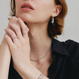 Pendientes de plata con perla y alfiler de rosa