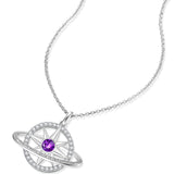 FANCIME Collar de plata de ley con piedra de nacimiento amatista de febrero "Promesa estelar"