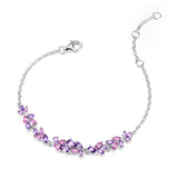 Pulsera de Plata con Barra de Flor “Susurro de Glicina” con Amatista