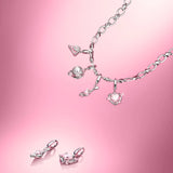 Amuleto de plata Corazón guardián rosa