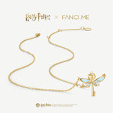 Harry Potter x FANCIME Collar de Plata de Ley con Llaves Voladoras Diseño que Brilla en la Oscuridad