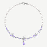 Collar de promesa de plata suave con gota de flor de glicinia