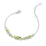 Pulsera de Plata con Barra de Flor “Susurro de Glicina” con Peridoto