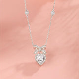 Collar de plata de ley con aguamarina, piedra de nacimiento de marzo "Beso al Corazón" con lazo de azúcar FANCIME