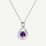 "Abrazo Infinito" Collar colgante de plata de ley con símbolo de infinito y amatista, piedra de nacimiento de febrero