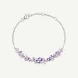 Pulsera de Plata con Barra de Flor “Susurro de Glicina” con Turmalina Rosa