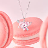 FANCIME "Sweetheart" Collar de plata de ley con planeta rosa