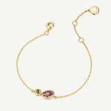 Pulsera de plata con amatista y peridoto, piedras de nacimiento Jardín secreto