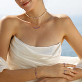 Collar de Plata con Barra de Flor “Susurro de Glicina” con Amatista