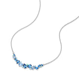 Collar de Plata con Barra de Flor “Susurro de Glicina” con Aguamarina y Topacio