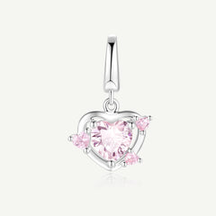 Amuleto de plata Corazón guardián rosa