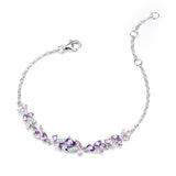 Pulsera de Plata con Barra de Flor “Susurro de Glicina” con Turmalina Rosa