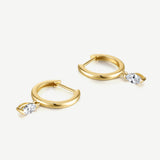 Pendientes huggie colgantes marquesa de diamante cultivado en laboratorio de 0.25 ct en oro amarillo de 14K