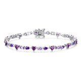 FANCIME Pulsera de tenis de plata de ley con amatista piedra de nacimiento de febrero "Amanecer"