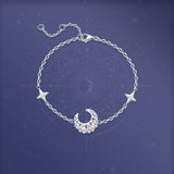 Pulsera de plata de ley con cadena de luna creciente y estrella "Sueño Rosa" de FANCIME