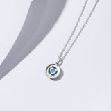 FANCIME “FALL IN LOVE” Collares de plata de ley para parejas con circón azul